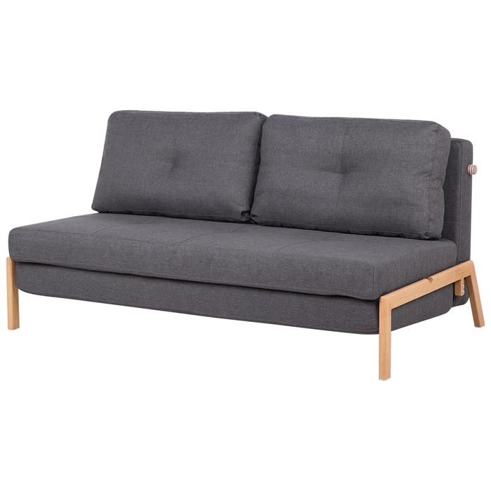 Canapé convertible 2 places en tissu gris foncé EDLAND - Vue supplémentaire 1