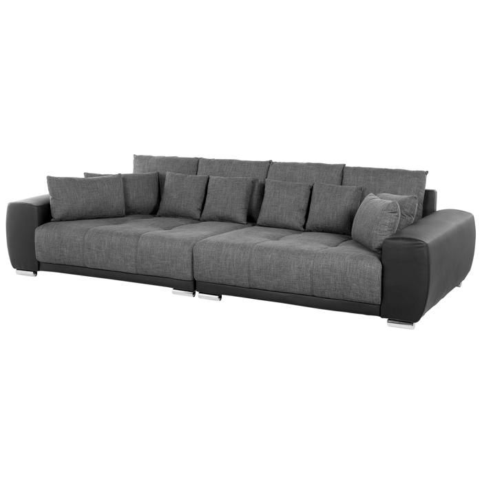 Canapé 4 places en tissu gris foncé et noir TORPO - Vue supplémentaire 1