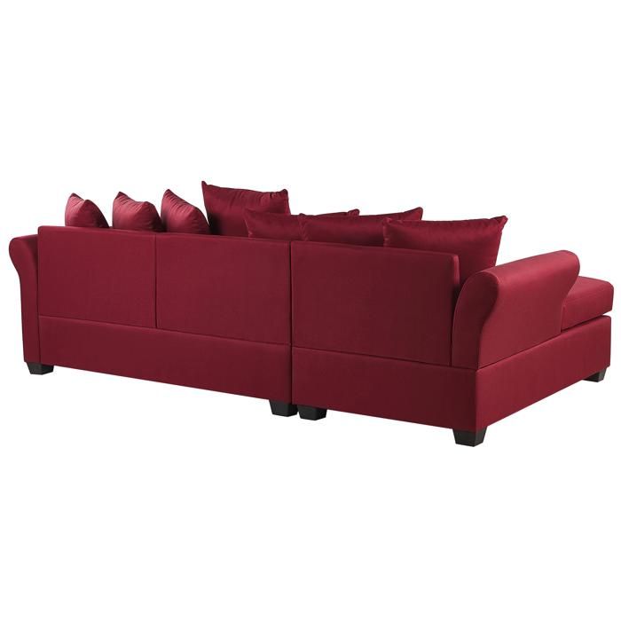 Canapé angle côté droit en tissu rouge foncé 3 places VIKNA - Vue supplémentaire 2