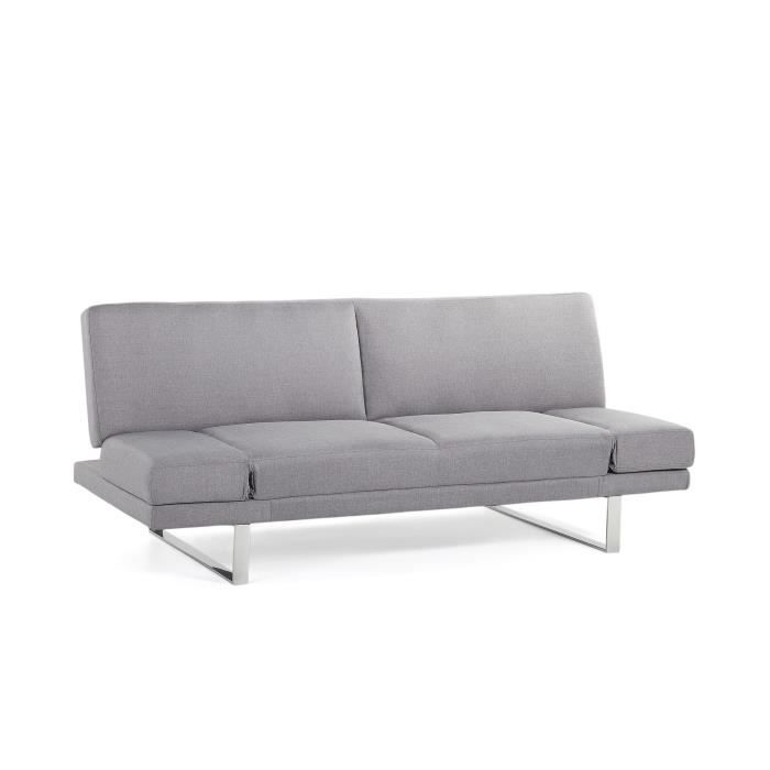 Canapé convertible 2 places en tissu gris clair YORK - BELIANI - Style contemporain - Design - Confort moelleux - Vue supplémentaire 3