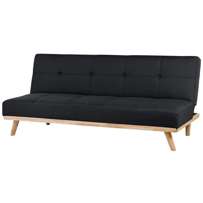 Canapé convertible 3 places en tissu noir FROYA - Vue supplémentaire 1