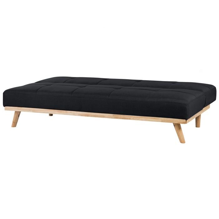 Canapé convertible 3 places en tissu noir FROYA - Vue supplémentaire 2