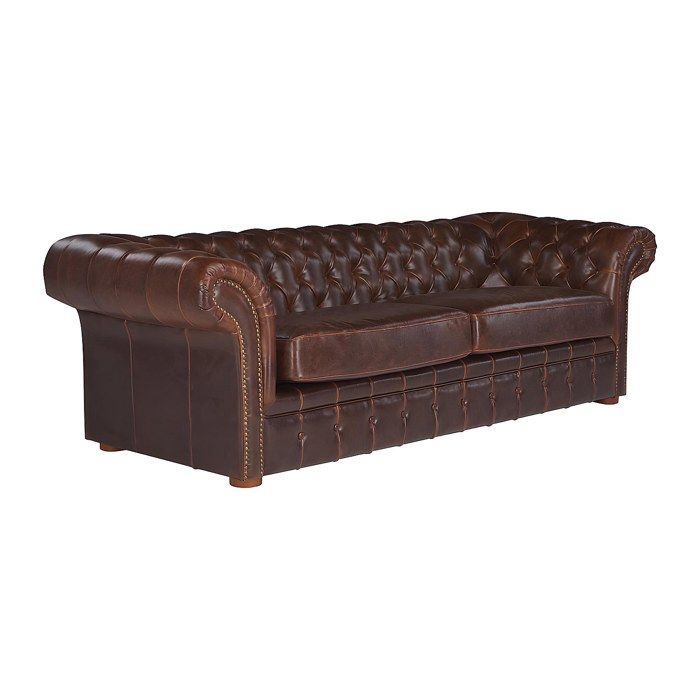 Canapé 3 places chesterfield CLOTAIRE en cuir vieilli - Marron - Fixe - 90 cm - 59 cm - Moelleux - Vue supplémentaire 1