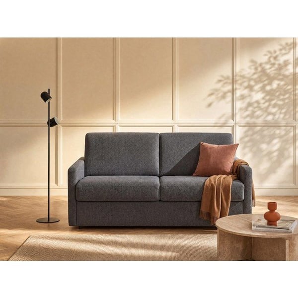 Canapé convertible express en tissu CALIFE - Gris - 4 places - Couchage 160 cm