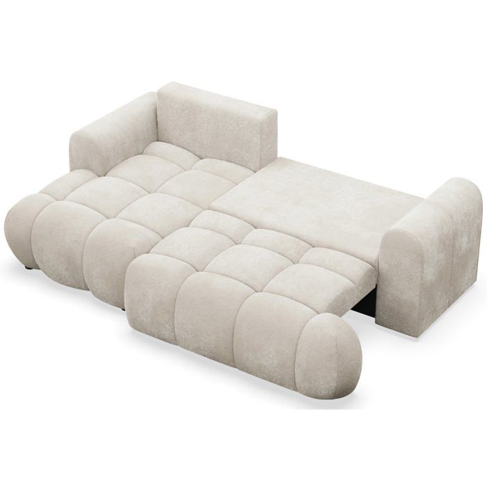 Ombo Mini - Canapé d'angle convertible gauche 3 places tissu bouclette beige - Vue supplémentaire 3