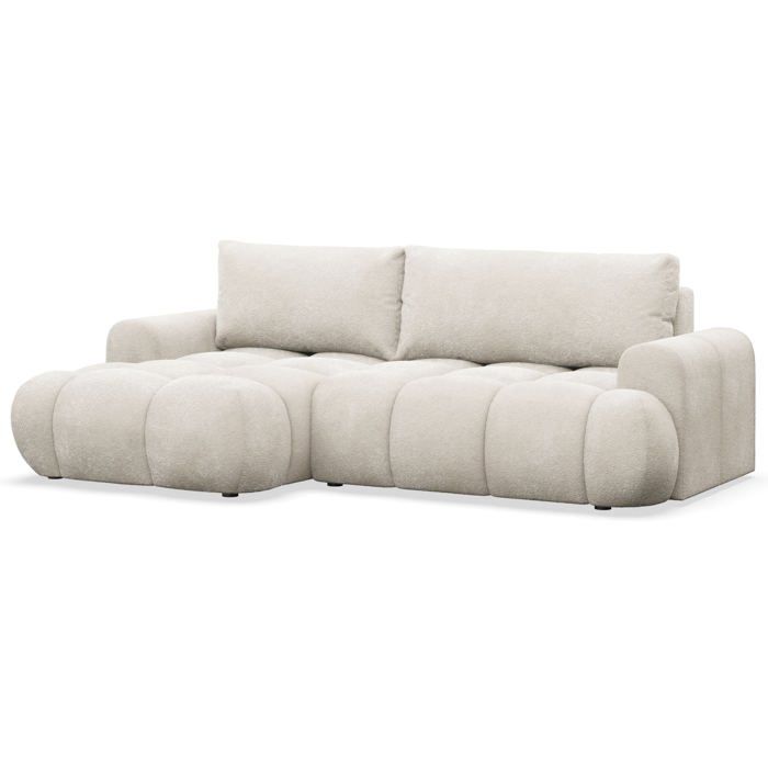 Ombo Mini - Canapé d'angle convertible gauche 3 places tissu bouclette beige - Vue supplémentaire 1