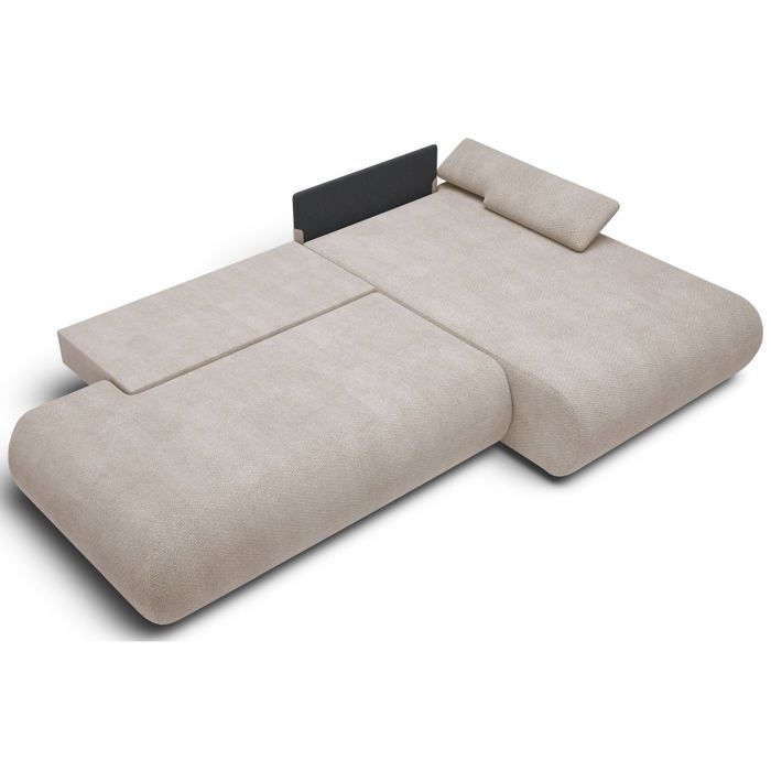 Armone - Canapé d'angle convertible droit 4 places chenille beige - Vue supplémentaire 2