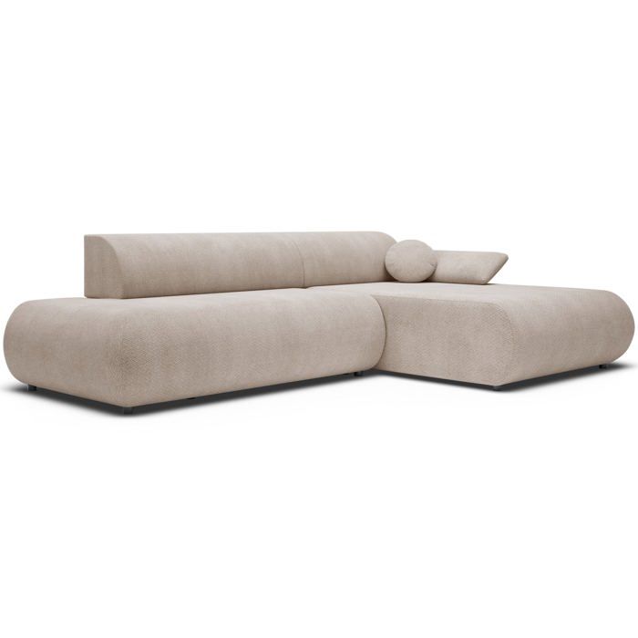 Armone - Canapé d'angle convertible droit 4 places chenille beige - Vue supplémentaire 3