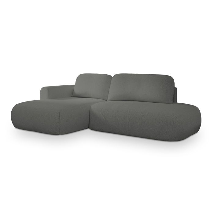 Nuvira - Canapé d'angle convertible gauche 4 places tissu bouclette gris - Vue supplémentaire 1