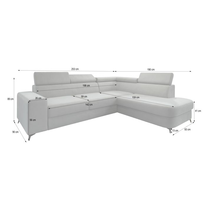 Alvoro - Canapé d'angle convertible droit 4 places velours vert - Vue supplémentaire 3