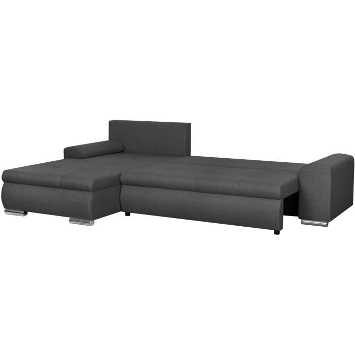 Canapé d'angle convertible réversible 5 places Indian - Tissu gris foncé - L 289 x P 94/188 x H 88 cm - Vue supplémentaire 2