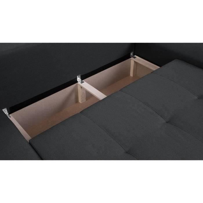 Canapé d'angle convertible réversible 5 places Indian - Tissu gris foncé - L 289 x P 94/188 x H 88 cm - Vue supplémentaire 3
