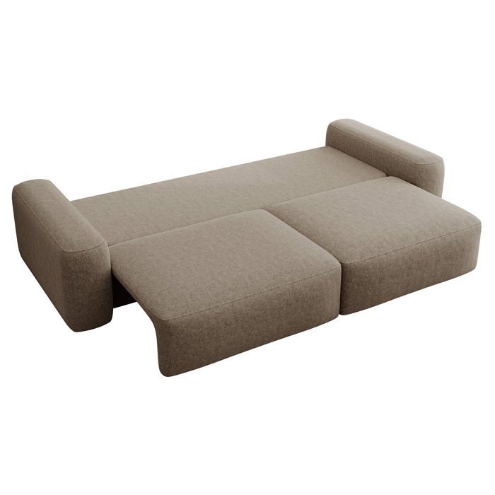 Carnos - Canapé convertible 3 places chenille marron - Vue supplémentaire 2