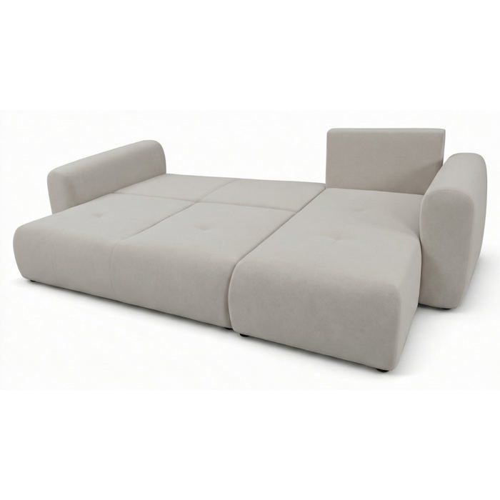 Olido - Canapé d'angle convertible 3 places velours beige - Vue supplémentaire 2