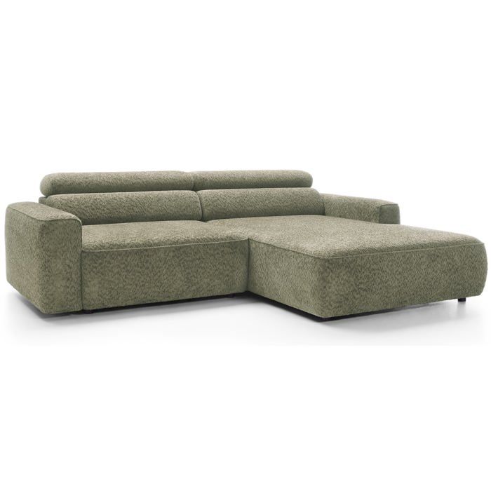 Fando - Canapé d'angle convertible droit 4 places chenille vert - Vue supplémentaire 1