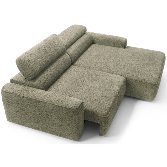 Fando - Canapé d'angle convertible droit 4 places chenille vert - Vue supplémentaire 2