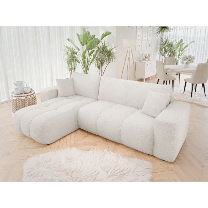 Canapé d'angle convertible LARIA en tissu anti tâche hydrophobe doux au toucher - Vue supplémentaire 3