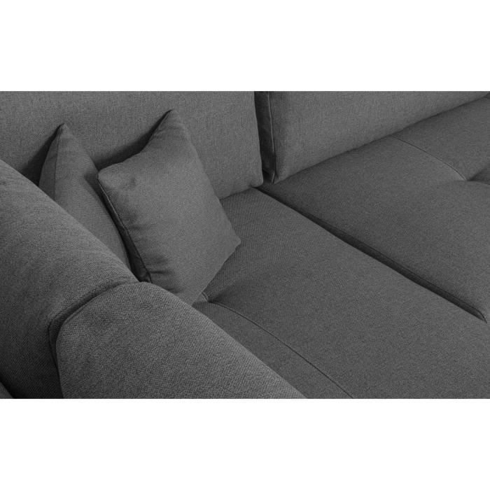 Canapé d'angle panoramique convertible - 7 places - INDIAN - Tissu 100% polyester - Gris - L360 x P228 cm - Vue supplémentaire 2
