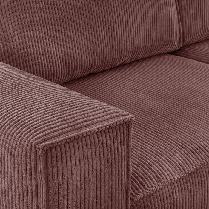 Canapé d'angle convertible réversible 5 places avec coffre de rangement en velours côtelé vieux rose - Harper - Vue supplémentaire 3