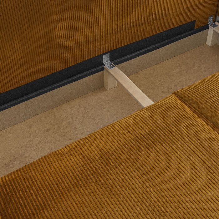 Canapé convertible 3 Places avec coffre de rangement en velours côtelé jaune moutarde - Harper - Vue supplémentaire 2