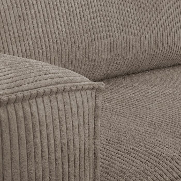 Canapé d'angle convertible réversible 4 places avec coffre de rangement en velours côtelé taupe - Livia New - Vue supplémentaire 3