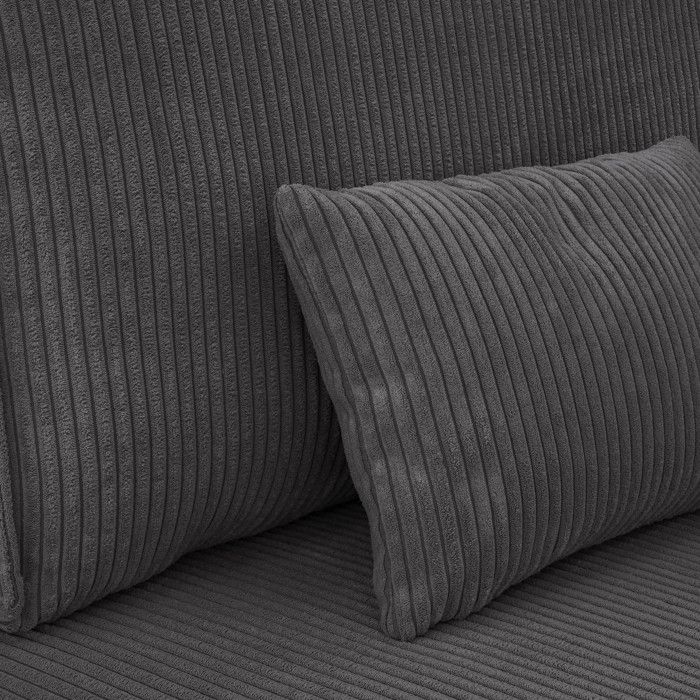 Canapé convertible 3 places avec coffre de rangement en velours côtelé gris anthracite - Milla New - Vue supplémentaire 2