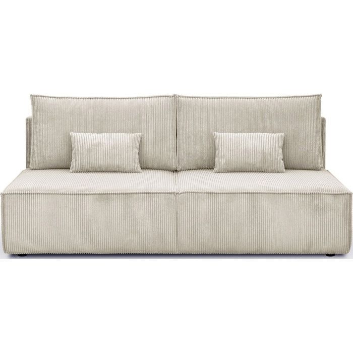 Canapé convertible 3 places avec coffre de rangement en velours côtelé beige - Milla - Vue supplémentaire 1