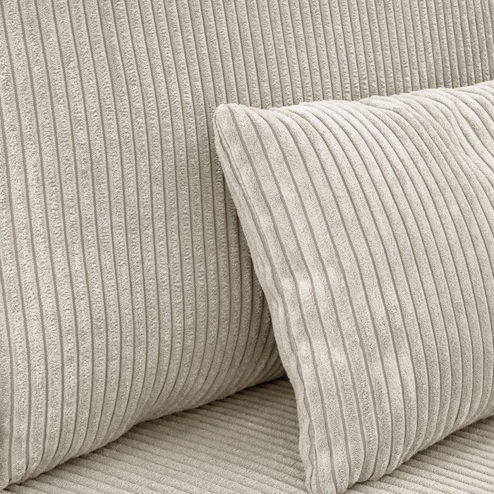 Canapé convertible 3 places avec coffre de rangement en velours côtelé beige - Milla - Vue supplémentaire 2