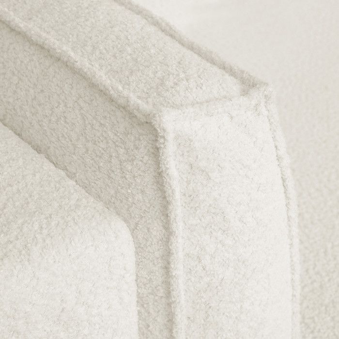 Canapé convertible 3 places avec coffre de rangement en tissu bouclette écru - Milla - Vue supplémentaire 2