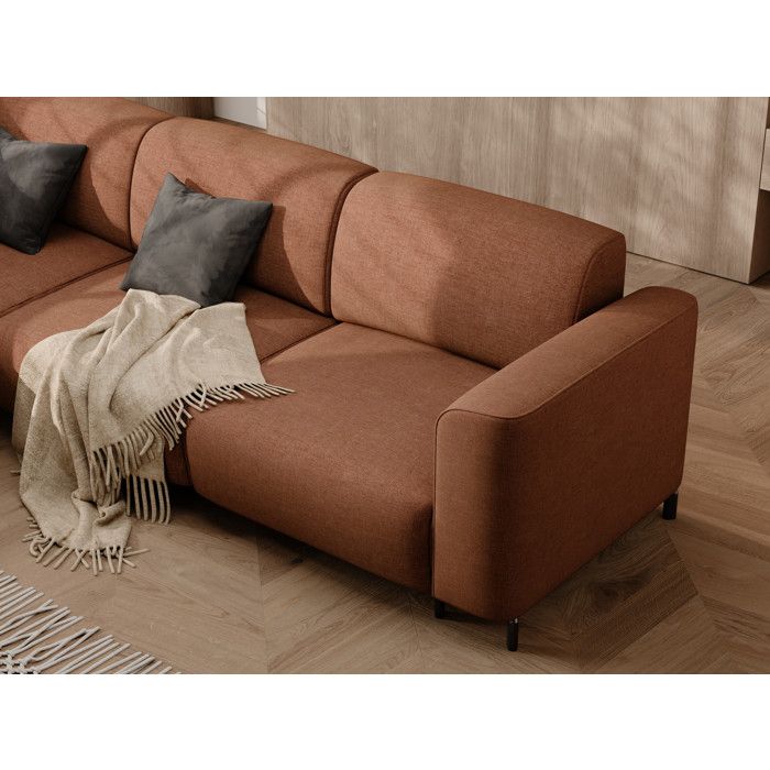 Torin - Canapé d'angle gauche 5 places chenille orange - Vue supplémentaire 2