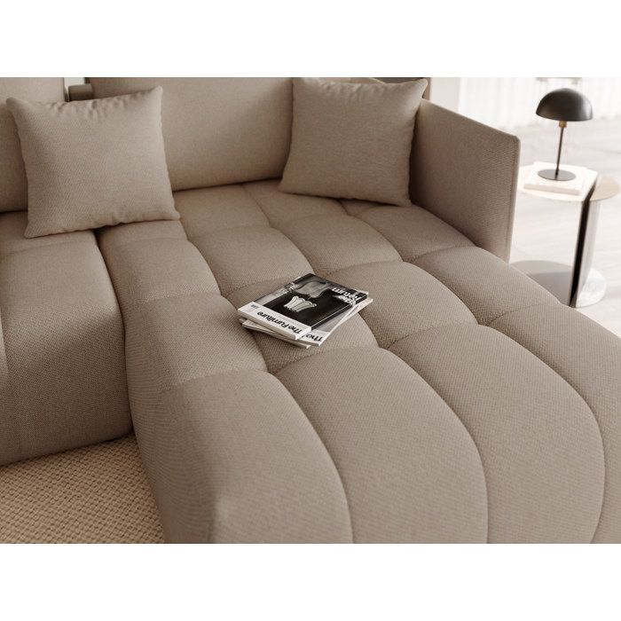 Lorisse - Canapé panoramique convertible 7 places tissu beige - Vue supplémentaire 2