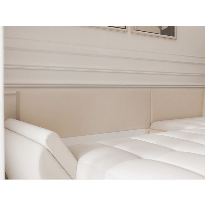 Dolce - Canapé d'angle convertible 3 places velours beige - Vue supplémentaire 3