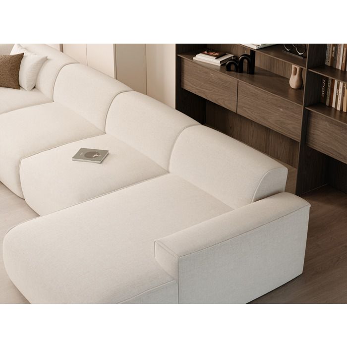 Dove - Canapé panoramique gauche 6 places chenille beige - Vue supplémentaire 2