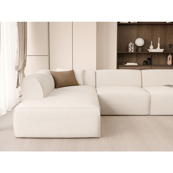 Dove - Canapé panoramique gauche 6 places chenille beige - Vue supplémentaire 3