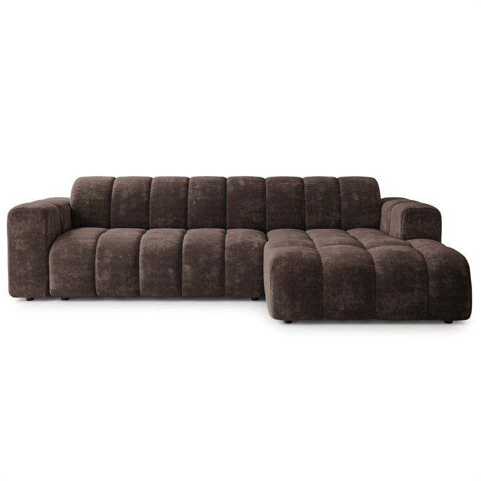 Setia - Canapé d'angle convertible droit 4 places chenille marron - Vue supplémentaire 3