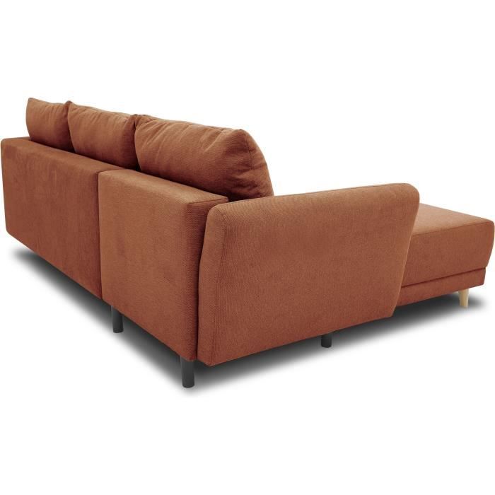 Canapé d'angle convertible réversible 3-4 places CLAUDIUS - Tissu Terracotta - Coffre de rangement - L 244 x P 158 x H 95 cm - Vue supplémentaire 2