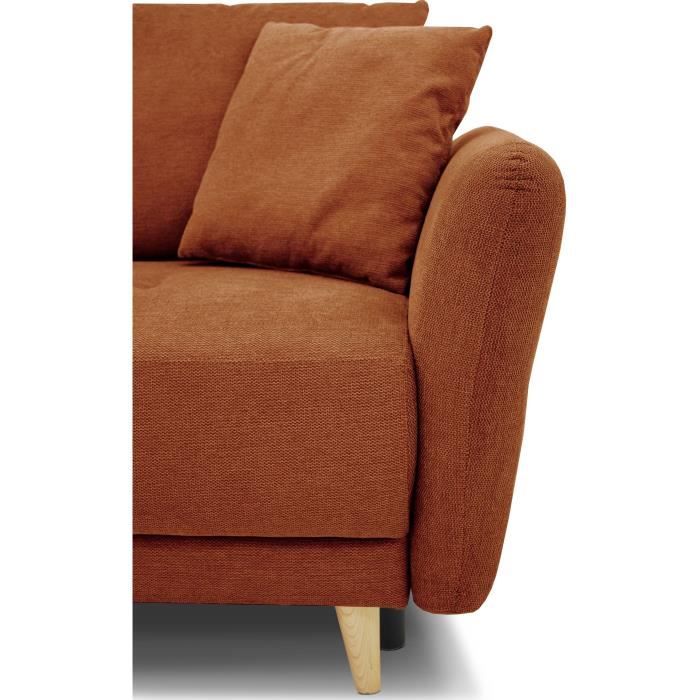 Canapé d'angle convertible réversible 3-4 places CLAUDIUS - Tissu Terracotta - Coffre de rangement - L 244 x P 158 x H 95 cm - Vue supplémentaire 3