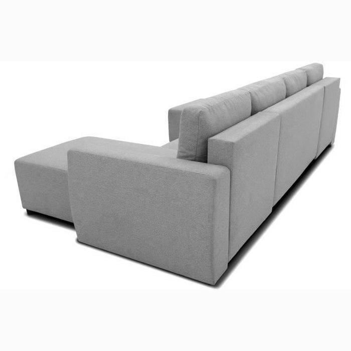 Canapé d'angle convertible panoramique PHARELL 5/6 places - Tissu souris - Coffre de rangement - L297 x P155 x H85 cm - Vue supplémentaire 3