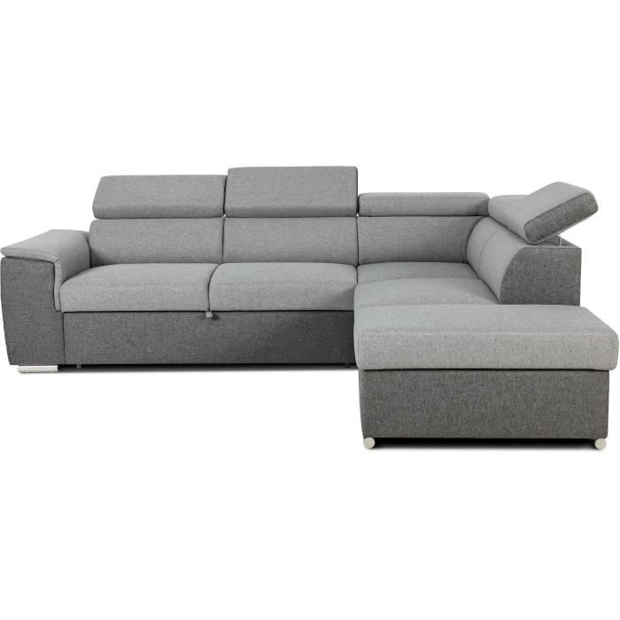 Canapé d'angle convertible réversible avec coffre - 5 places - DAYTONA - Tissu gris et anthracite - 260 x 77 / 94 x 216 cm - Vue supplémentaire 1