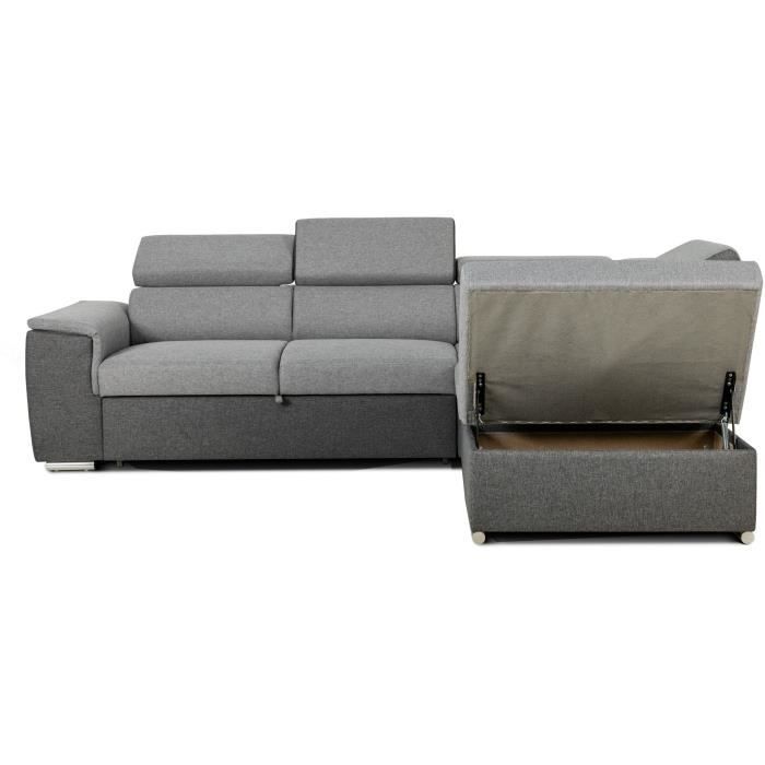 Canapé d'angle convertible réversible avec coffre - 5 places - DAYTONA - Tissu gris et anthracite - 260 x 77 / 94 x 216 cm - Vue supplémentaire 2