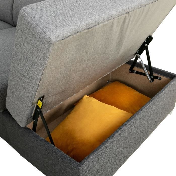 Canapé d'angle convertible réversible avec coffre - 5 places - DAYTONA - Tissu gris et anthracite - 260 x 77 / 94 x 216 cm - Vue supplémentaire 3