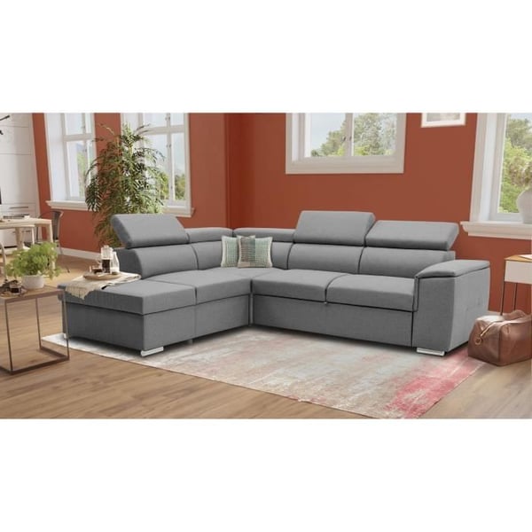 Canapé Daytona angle 5 places tissu gris