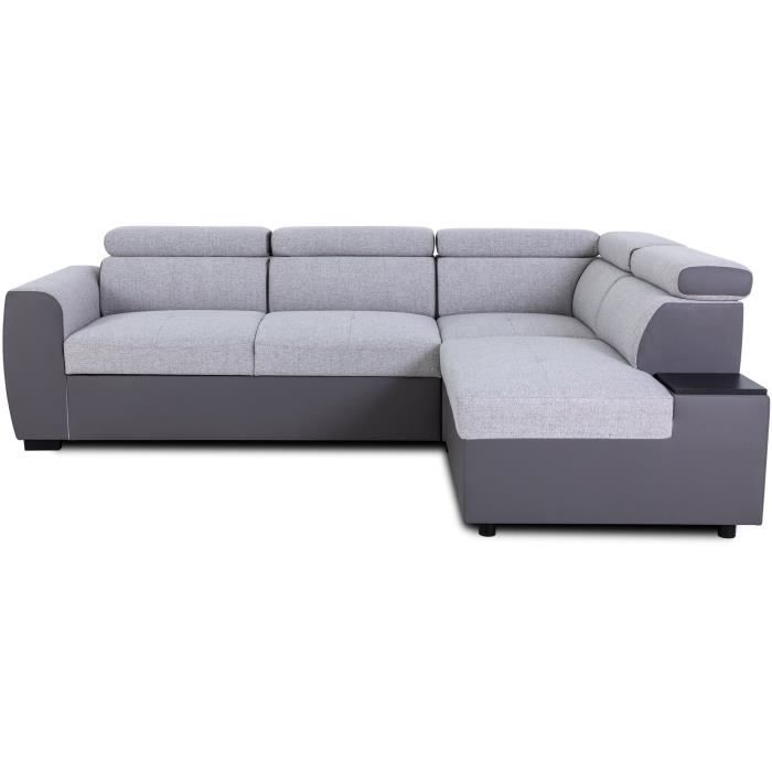 Canapé Kelio 5 places angle tissu anthracite - Vue supplémentaire 1