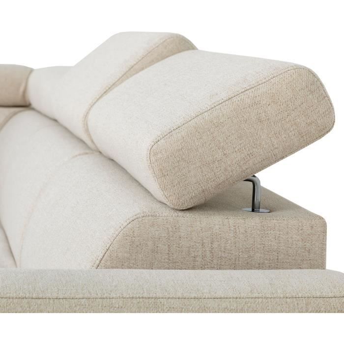 Canapé d'angle convertible réversible - 4/5 places - KELIO - Tissu Beige - 3 tétières - 245 x 184 x 77/87 cm - Vue supplémentaire 3