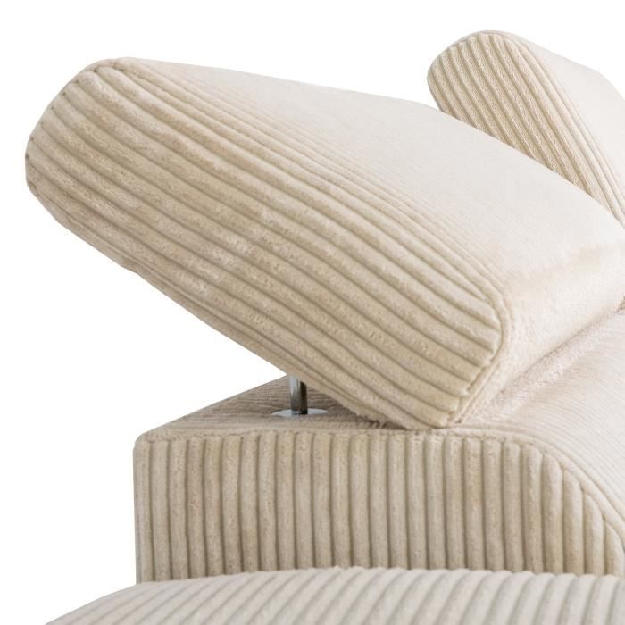 Canapé Daytona angle 5 places velours côtelé beige - Vue supplémentaire 3