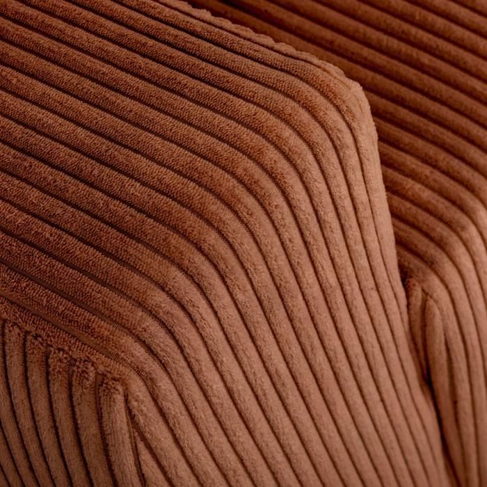 Canapé convertible - 3 places - PHARELL - Tissu Velours côtelé Terracotta - Coffre - 231 x 84 x 91 cm - Vue supplémentaire 3
