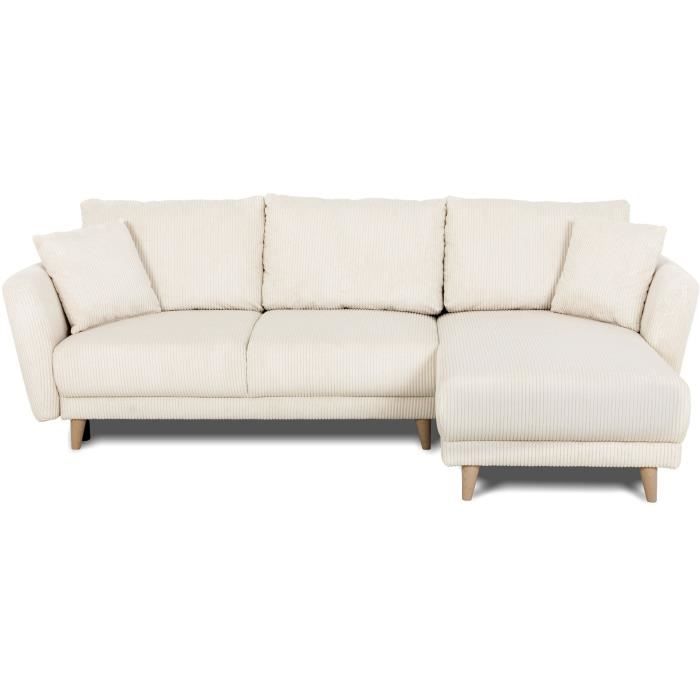 Canapé d'angle convertible réversible - 3 / 4 places - CLAUDIUS - Tissu Lincoln Pearl - Coffre - 244 x 158 x 86 cm - Vue supplémentaire 1