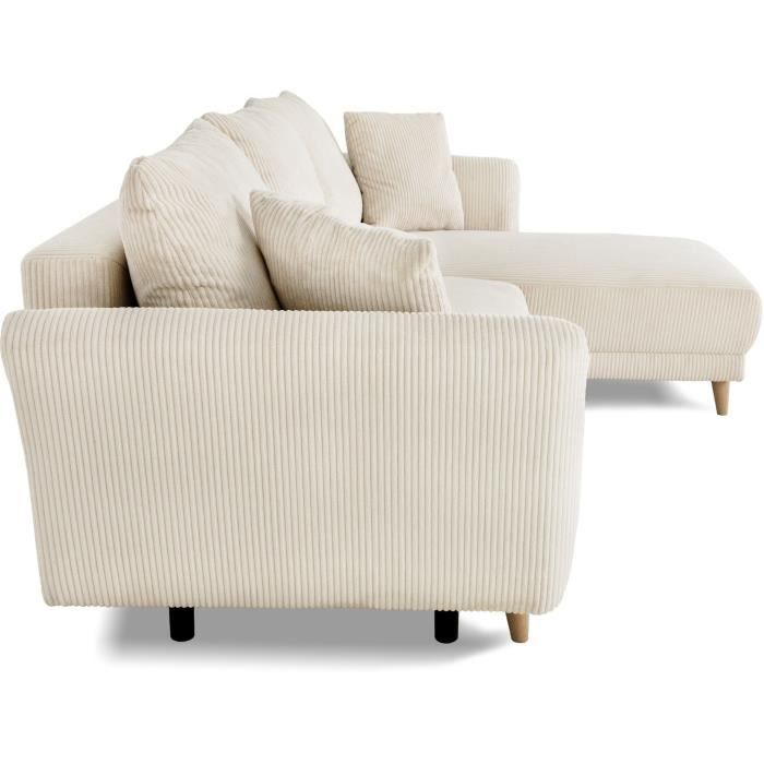 Canapé d'angle convertible réversible - 3 / 4 places - CLAUDIUS - Tissu Lincoln Pearl - Coffre - 244 x 158 x 86 cm - Vue supplémentaire 2