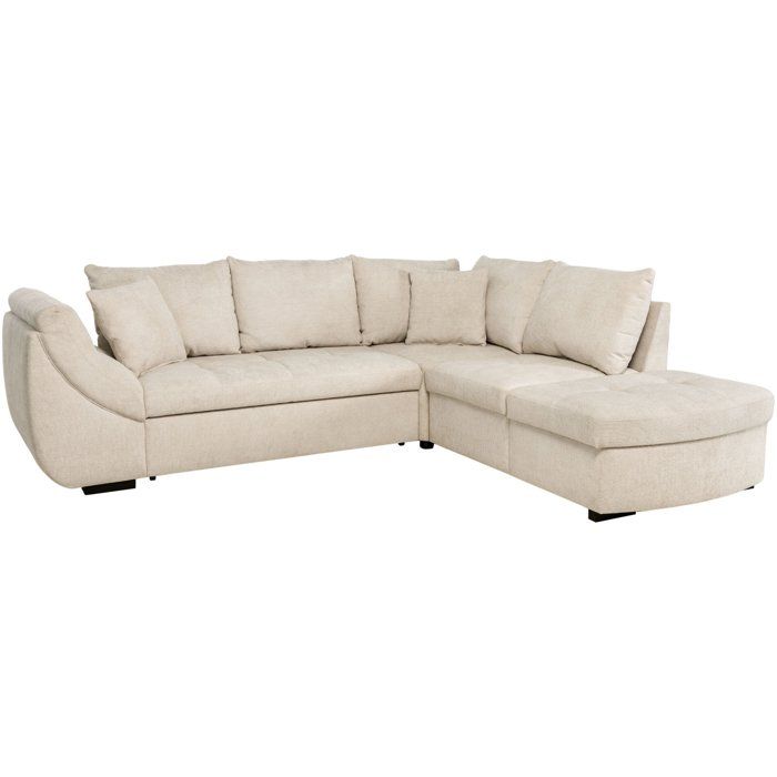 Calvin - Canapé d'angle convertible 4 places chenille beige - Vue supplémentaire 1