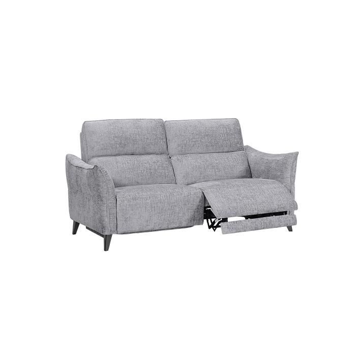 Canapé Relax Electrique 3 Places - ALLURE - Tissu Gris - Confort Moelleux - Pieds Chromés - Vue supplémentaire 1